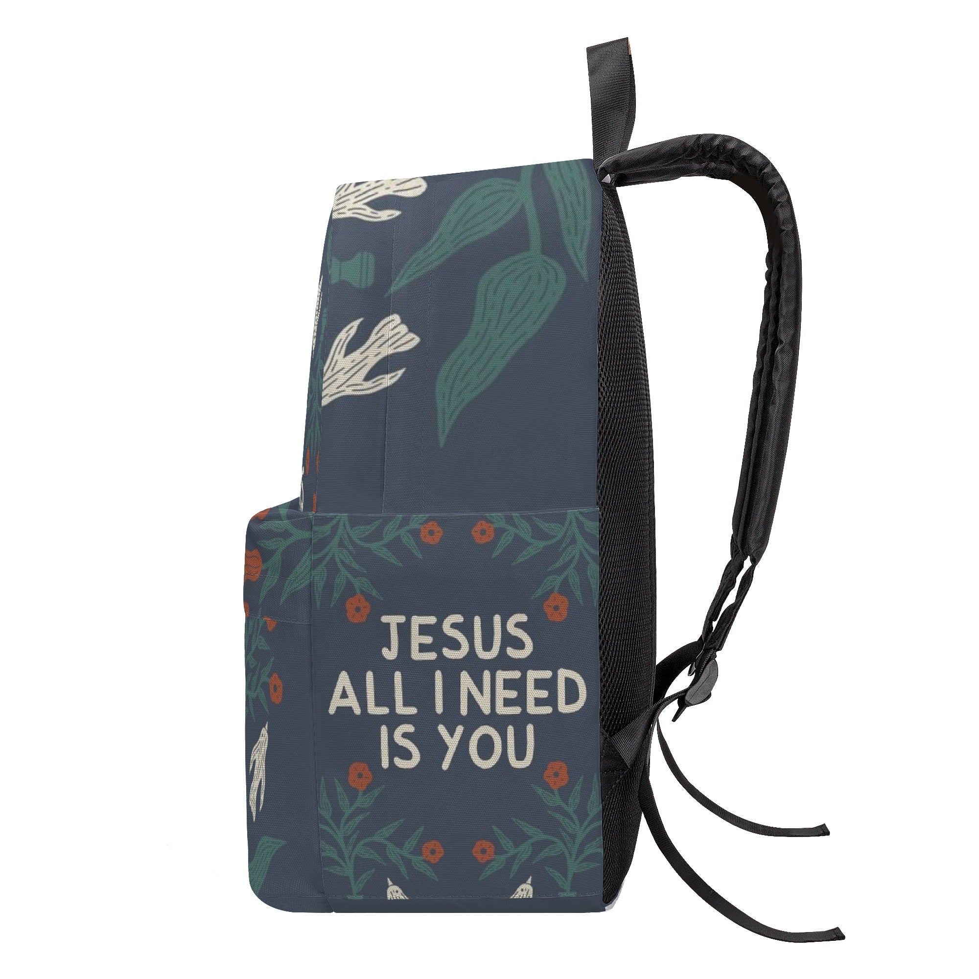 Jesus All I Need Is You Backpack, Christian Faith Backpack, Inspirational Bible Verse Backpack, Religious Floral School Bag, Faith-Based Gift.PLAF47